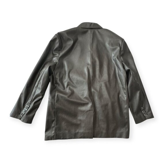 Brochu Walker The Farley Single-Button Vegan Leather Blazer in Timber/Brown,  Si - Picture 7 of 15